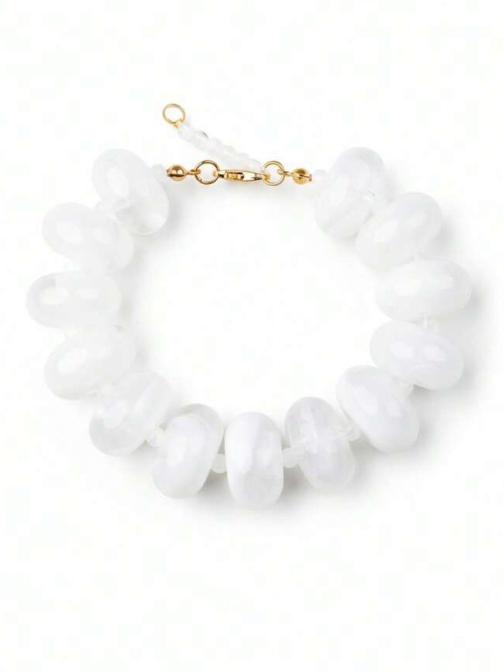 New! Cloud Dancer White Bead Resin Statement Bracelet - Women’s Jewelry - Picture 9 of 12